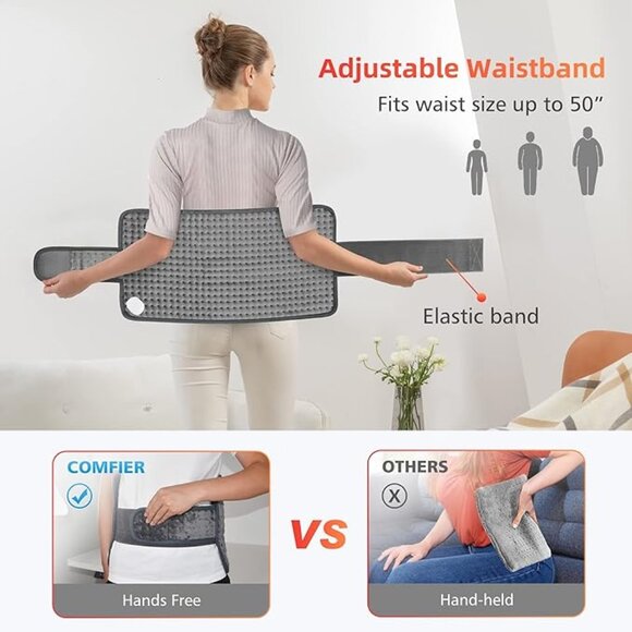 🆕Comfier Heating Pad for Back, Shoulders & Waist —12"x24"with Belt Strap NIB - Picture 3 of 4